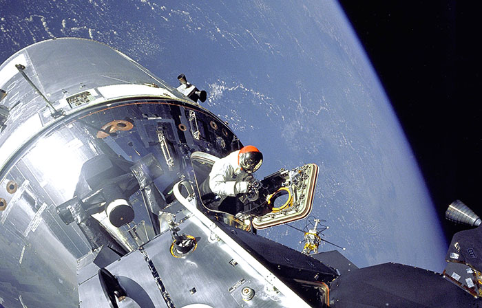 Apollo 9: commander module pilot David Scott's extravehicular activity 