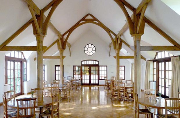 The dining hall at the Krishnamurti Centre in Brockwood Park, UK