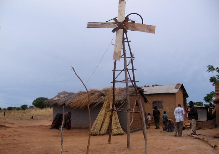 The first windmill built by the Malawian inventor, William Kamkwamba 