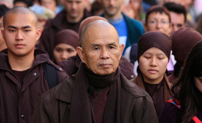 Walking meditation led by Thich Nhat Hanh