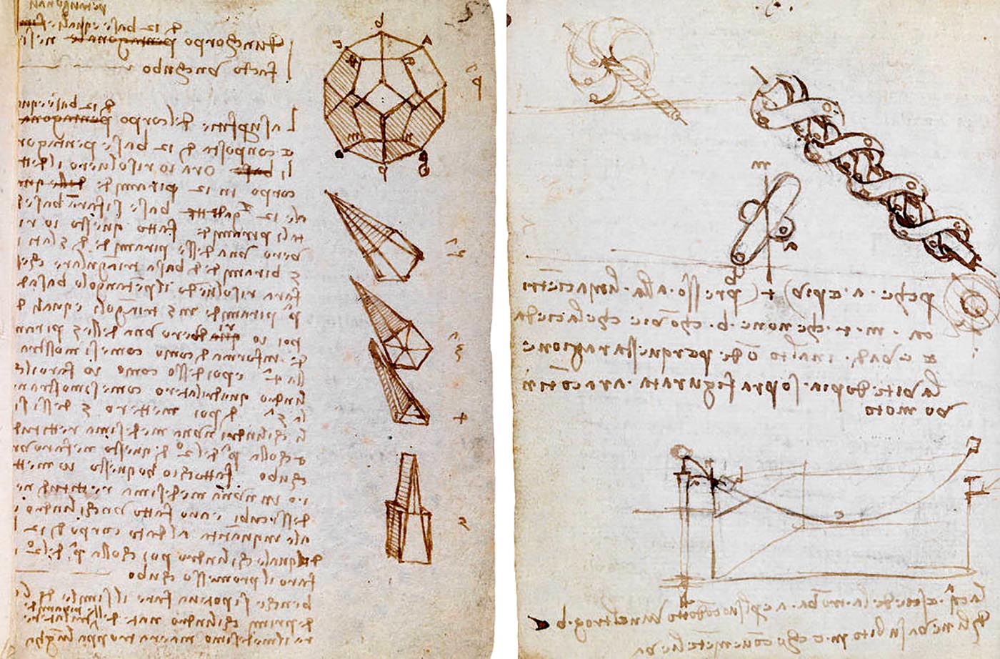 Two pages from one of Leonardo da Vinci’s notebook