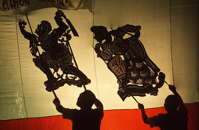 Giant shadow puppets show (Nang Yai), Thailand, Southeast Asia, Asia