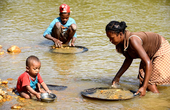 Panning for Gold in the Andrangaranga River in Madagascar