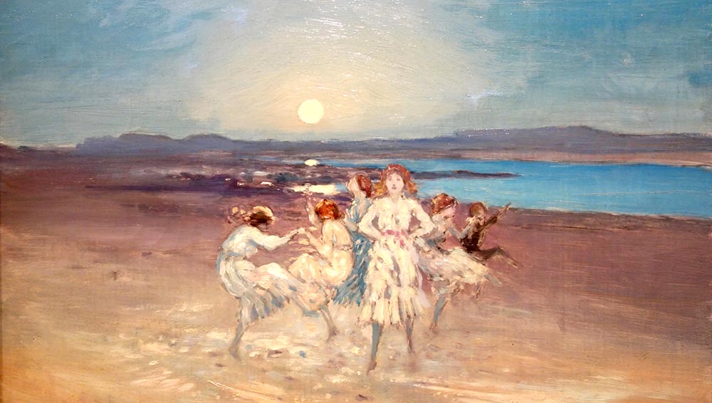 George William Russell: painting: Chlidren on the STrand