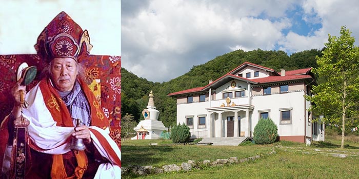 Left: C. R. Lama. Right: Gompa Drophan Ling in Darnków, Poland