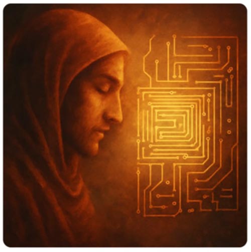 Meditatng monk and a circuit