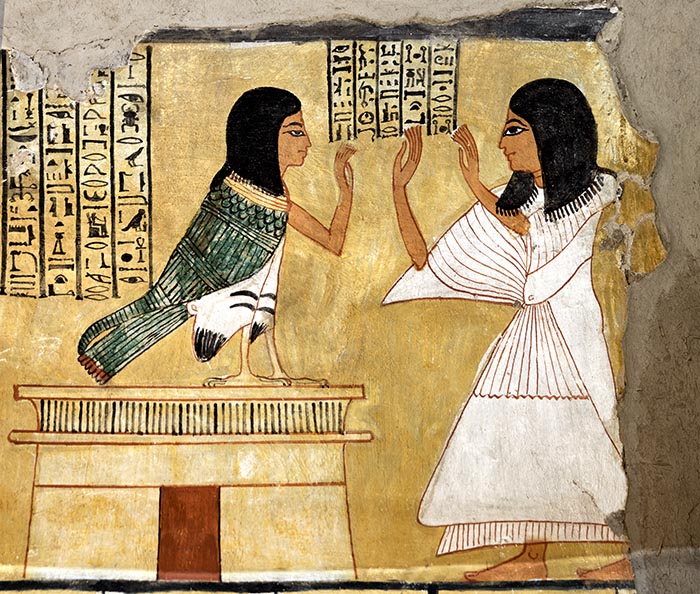 The winged Ba-bird in the tomb at Inkherhau in Thebes