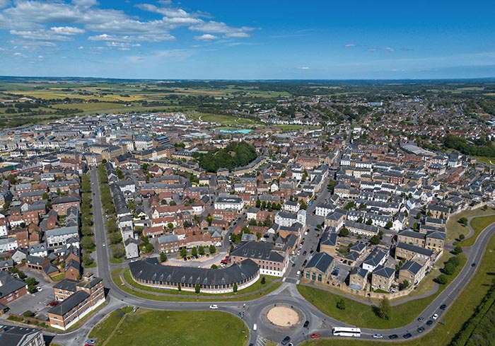 Aerial view of Poundsbury