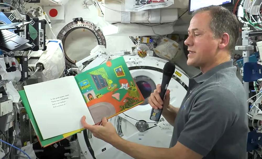 NASA astronaut Thomas Marshburn reads aloud Goodnight Moon